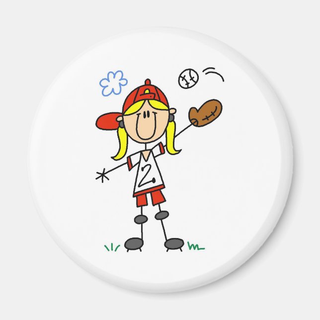 Flicka som spelar Softball Magnet (Framsidan)