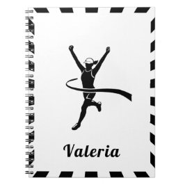 Flicka som springer Maraton Bana Cross Country Bar Anteckningsbok