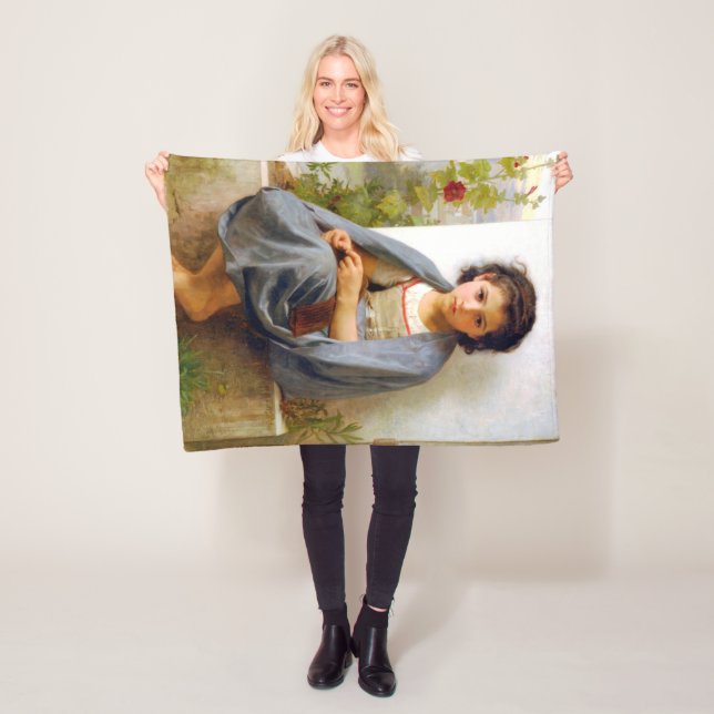 Flicka som stickar, Bouguereau Fleecefilt (På plats)