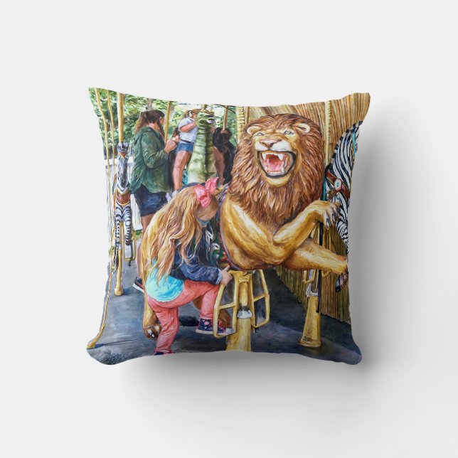 Flicka som stiger på karusell kudde (Framsida)