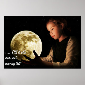 Flicka som stirrar på månen poster