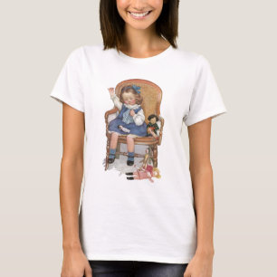 Flicka som syr dockor t shirt