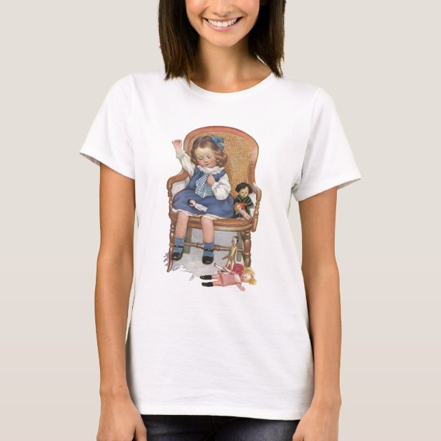 Flicka som syr dockor t shirt (Framsida)