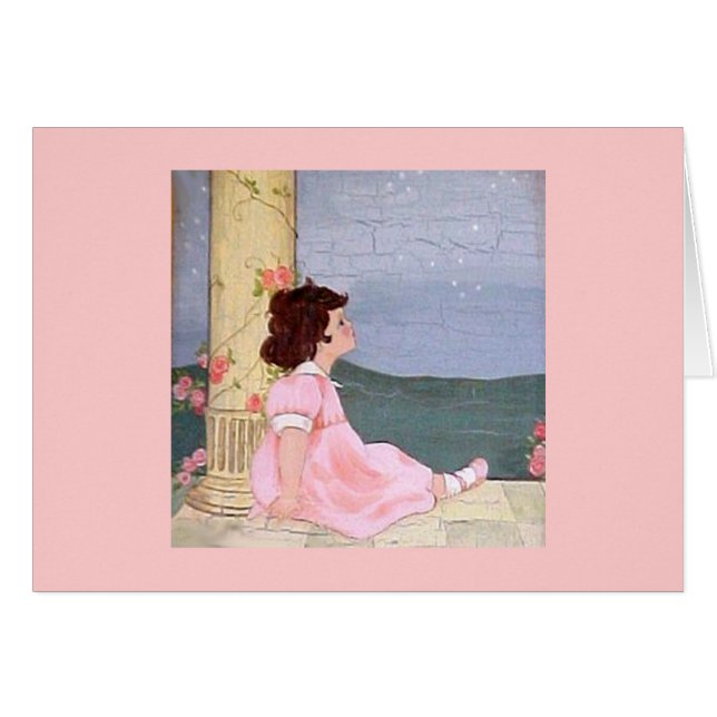 Flicka - söta drömmar hälsningskort (Framsidan Horizontal)