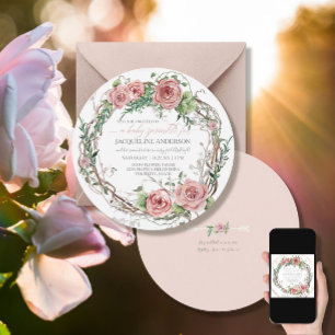 Flicka Sprinkle BOHO Watercolor Flower Wandan Inbjudningar
