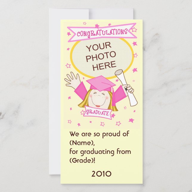 Flicka Student Kindergarten / Preschool-fotokort Meddelande (Framsida)