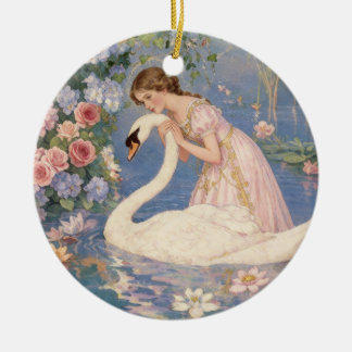 Flicka & Svanen Sjön-ornament Julgransprydnad Keramik