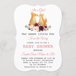 Flicka Sweet Fox Woodland Baby Shower Inbjudningar