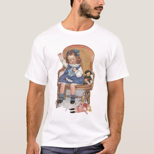 Flicka syr dockor t-shirt (Framsida)