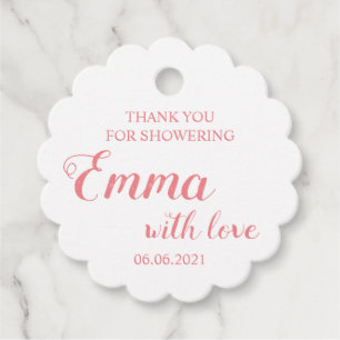 Flicka Tack för att visa babyskor Gåvor Etiketter