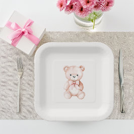 Flicka Teddybjörn Baby Shower Papper