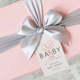 Flicka Teddybjörn Ballonger Baby Shower Presentetikett