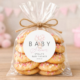 Flicka Teddybjörn Ballonger Baby Shower Runt Klistermärke