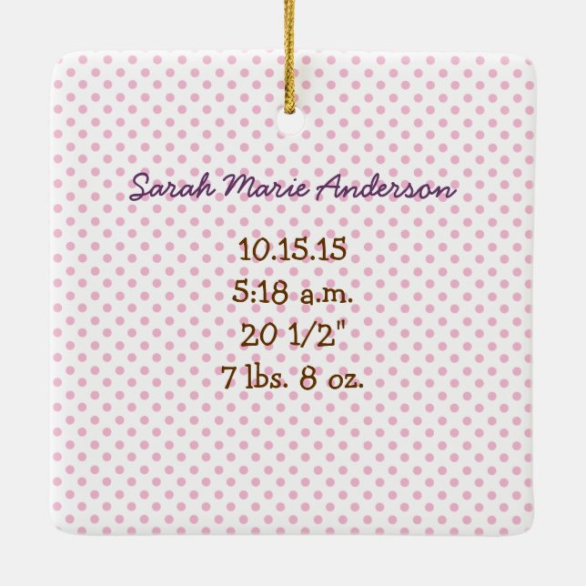 Flicka Tiny Tee Photo Ornament med födelseattentat (Baksida)