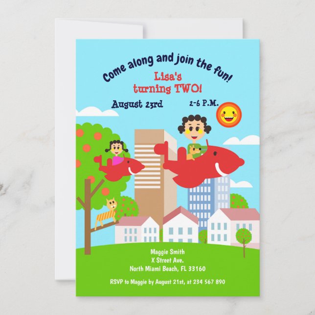 Flicka träffar med mamma andra födelsedagsfest inv inbjudningar (Framsida)