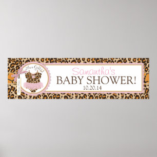 Flicka Tutu Cheetah Print Baby Shower Banner Poster