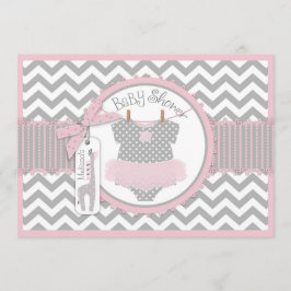 Flicka Tutu Chevron Giraffe Baby Shower Inbjudningar