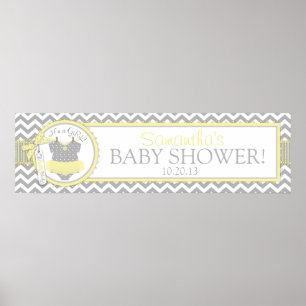 Flicka Tutu Chevron Print Baby Shower Banner Poster