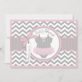 Flicka Tutu Chevron Print Baby Shower Inbjudningar