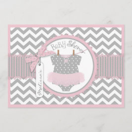 Flicka Tutu Chevron Print Baby Shower Inbjudningar