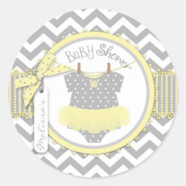 Flicka Tutu Chevron Print Baby Shower Runt Klistermärke