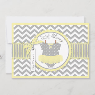 Flicka Tutu Chevron Skriv ut babykläder Inbjudningar