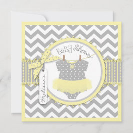 Flicka Tutu Chevron Skriv ut babykläder Inbjudningar