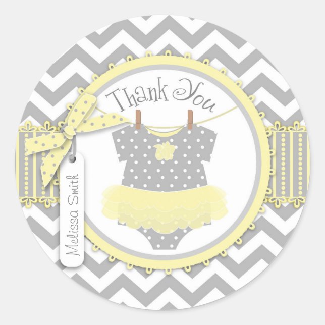 Flicka Tutu Chevron Skriv ut Tack etikett (Framsida)