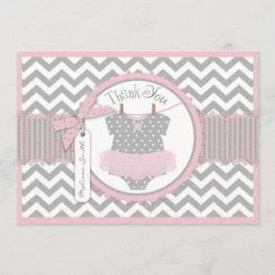 Flicka Tutu Chevron Skriv ut Tack Kort