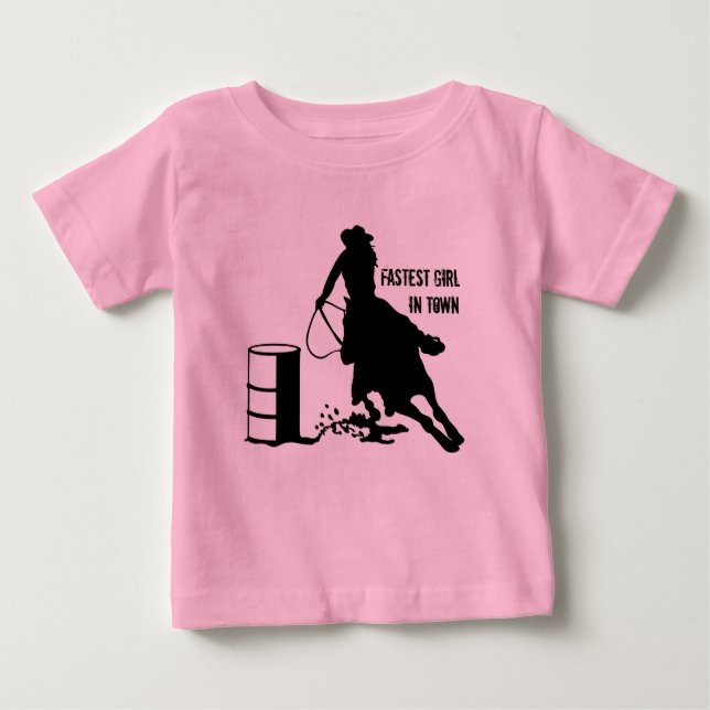 Flicka TuTu Cowgirl Barrel Racer T Shirt (Framsida)