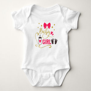 "Flicka" Typografi Rosa Girly Baby Glam Guld T Shirt
