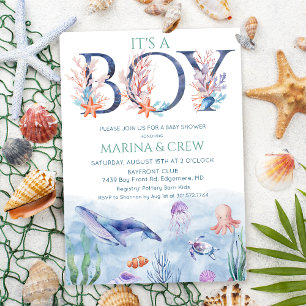 Flicka under havet Baby Shower-inbjudan Inbjudningar