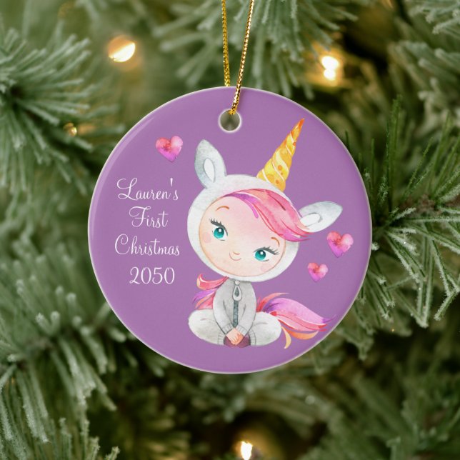 Flicka Unicorn Första jul Julgransprydnad Keramik (Träd)
