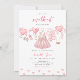 Flicka Valentine Baby Shower Inbjudningar