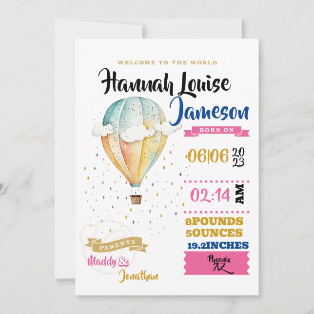 Flicka Välkommen till världen Inbjudningar (Framsida)