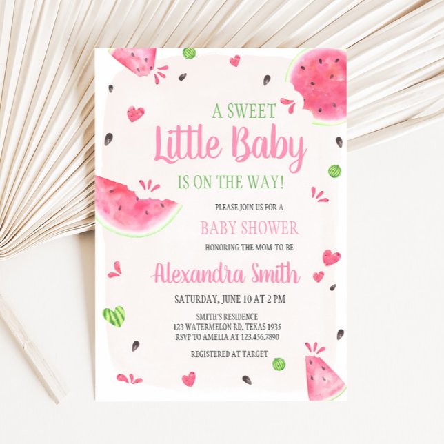 Flicka Vatermelon Baby Shower Inbjudningar (Sweet Little Baby Shower Invitation)