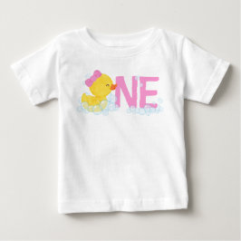 Flicka Vattenfärg Gummi Anka ONE + Namn på baksida T Shirt