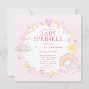Flicka Vattenfärg Regnbåge Baby Sprinkle Inbjudningar