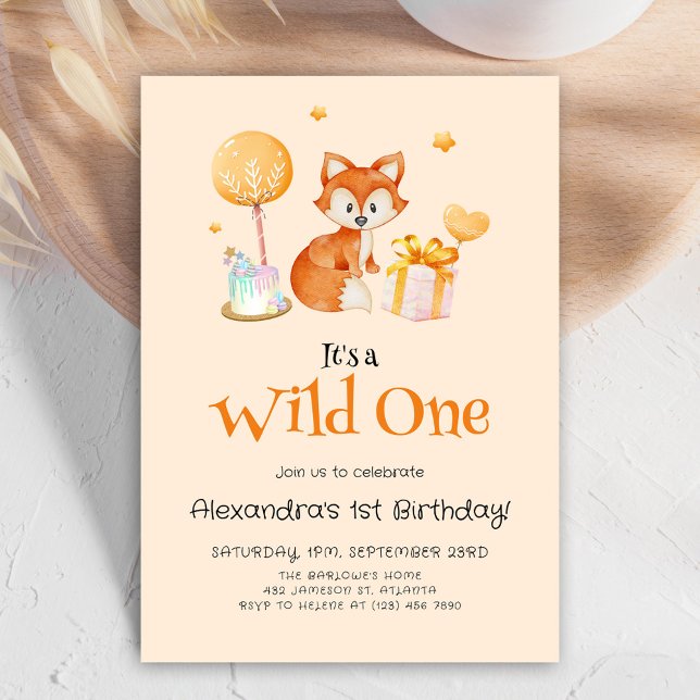 Flicka Vild ett första födelsedag Inbjudningar (Baby Girl Wild One First Birthday Invitation)