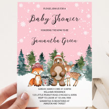 Flicka Vinter Skogs Baby Shower