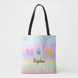 Flicka Watercolor Beach Trio Tie Dye Tote Bag Tygkasse