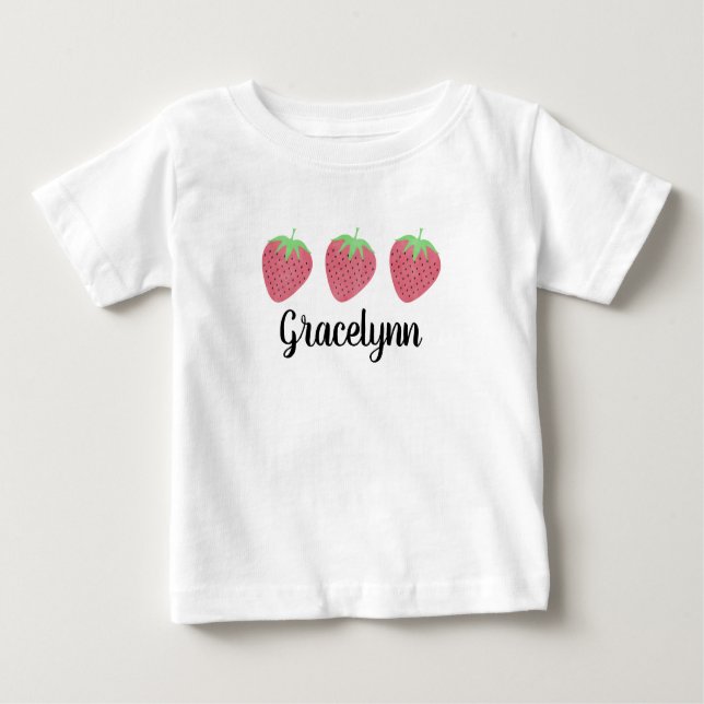 Flicka Watercolor Strawberry Trio T-Shirt (Framsida)
