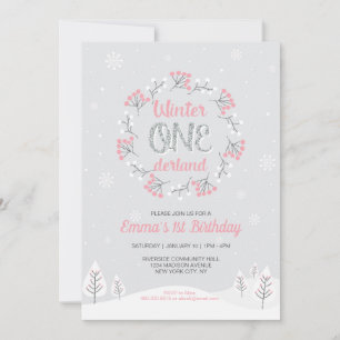 Flicka Winter Onederland 1-årsdag, Första födelsed Inbjudningar