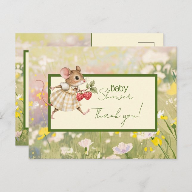 Flicka Woodland Animal Shower Tack Vykort (Fram/baksida)