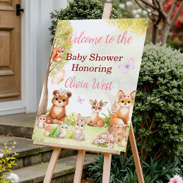 Flicka Woodland Baby Shower Välkomstskylt Poster