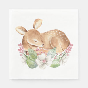 Flicka Woodland Deer Baby Shower Pappersservetter