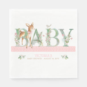 Flicka Woodland Deer Baby Shower Pappersservetter