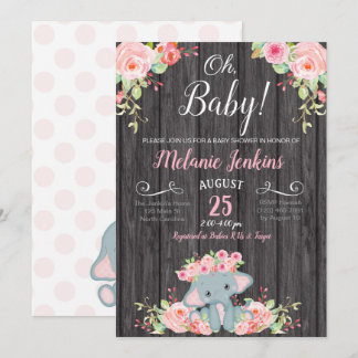 Flickababy showerinbjudan, elefantbaby shower inbjudningar