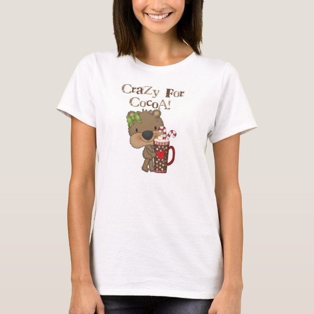 Flickabjörn som är galen för kakao tee shirt (Framsida)