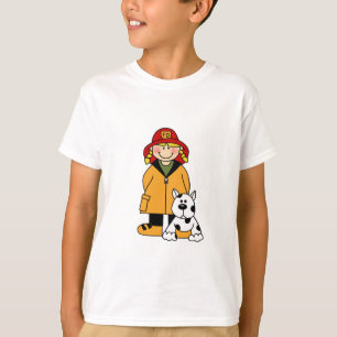 Flickabrandman med Dalmation Tshirts och gåvor